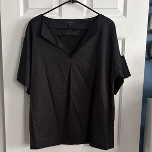 COS Cuff Sleeved V-Neck Minimalist Boho Cotton Pullover Blouse Top